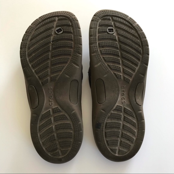 CROCS Shoes Mens Crocs Flip Flops Brown Leather Size 9 Poshmark